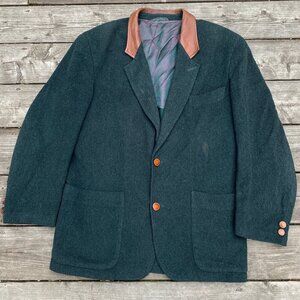 Vintage 1960s Marlboro Classics Wool Leather Jacket Size 48 Green